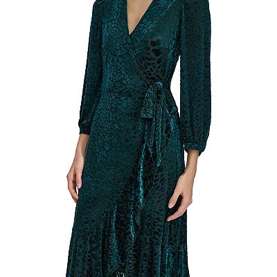 slim fit dress slacks Emerald Floral Wrap Mini Dress | Belted main image 0