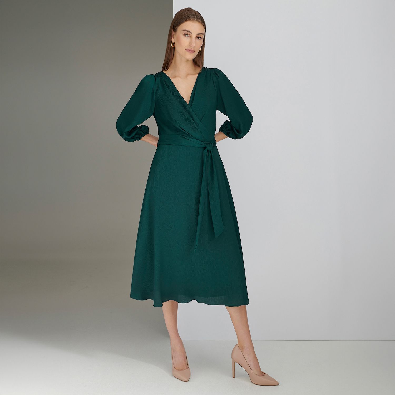 Женское платье Harper Rose Balloon Sleeve V-Neck Midi