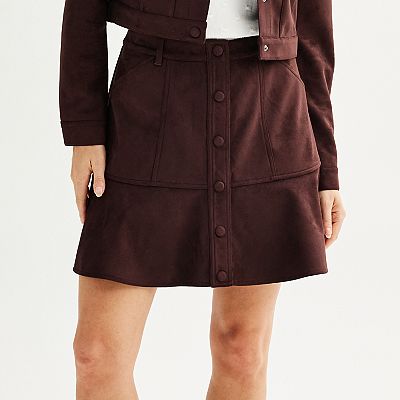 Women s Draper James Faux Suede Button Front Mini Skirt