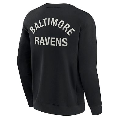 Unisex Fanatics Signature Black Baltimore Ravens Super Soft Pullover Crew Sweatshirt