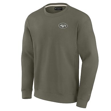 Unisex Fanatics Signature Olive New York Jets Super Soft Pullover Crew Sweatshirt