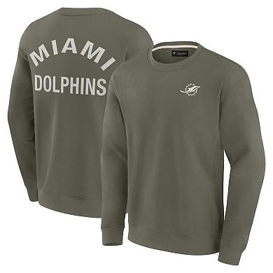 Unisex Fanatics Signature Olive Miami Dolphins Super Soft Pullover Crew Sweatshirt