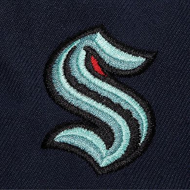 Men's Mitchell & Ness Deep Sea Blue Seattle Kraken Retro Script Colorblock Snapback Hat