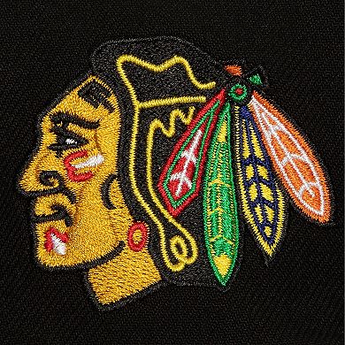 Men's Mitchell & Ness Black Chicago Blackhawks Retro Script Colorblock Snapback Hat