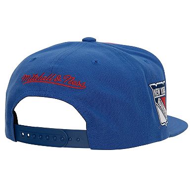 Men's Mitchell & Ness Blue New York Rangers Retro Script Colorblock Snapback Hat