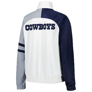 Women's Starter White Dallas Cowboys Curve Ball Raglan Full-Zip Track Jacket
