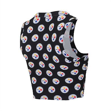 Women's Concepts Sport Pittsburgh Steelers Gauge Allover Print Cropped Tank Top & Shorts Sleep Set