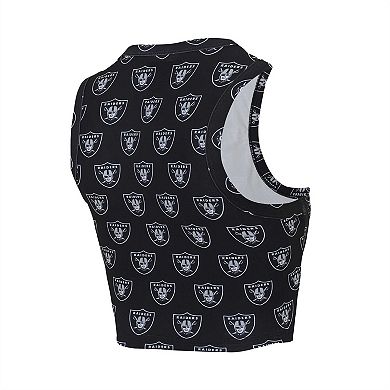 Women's Concepts Sport Las Vegas Raiders Gauge Allover Print Cropped Tank Top & Shorts Sleep Set