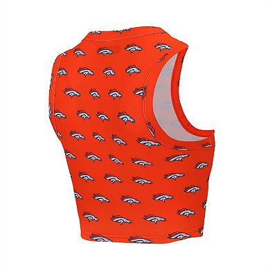 Women's Concepts Sport Denver Broncos Gauge Allover Print Cropped Tank Top & Shorts Sleep Set
