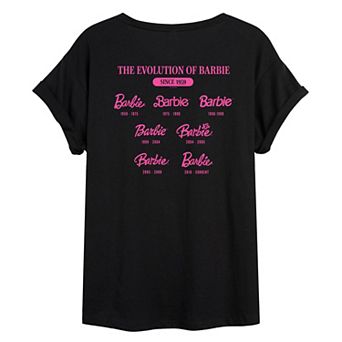 Juniors' Barbie® Evolution of Barbie Oversized Tee