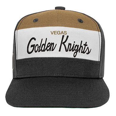 Youth Mitchell & Ness Black Vegas Golden Knights Retro Script Color Block Adjustable Hat