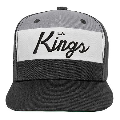 Youth Mitchell & Ness Black Los Angeles Kings Retro Script Color Block Adjustable Hat