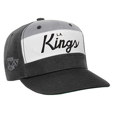 Youth Mitchell & Ness Black Los Angeles Kings Retro Script Color Block Adjustable Hat