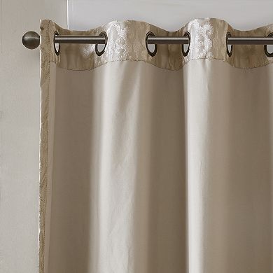 SunSmart Elysia 2-Pack Knitted Jacquard Damask Total Blackout Grommet Top Curtain Panels