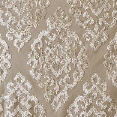 SunSmart Elysia 2-Pack Knitted Jacquard Damask Total Blackout Grommet Top Curtain Panels