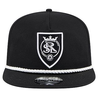 Men's New Era Black Real Salt Lake 2024 Kick Off Collection Golfer Snapback Hat