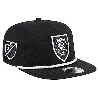 Men's New Era Black Real Salt Lake 2024 Kick Off Collection Golfer Snapback Hat