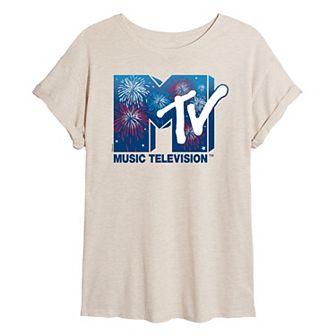 Juniors' MTV Fireworks Oversized Tee