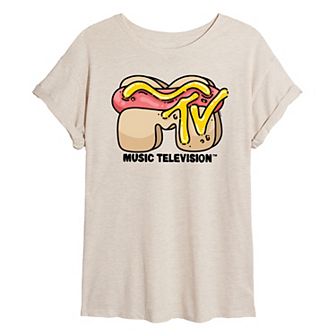 Juniors' MTV Hot Dog Oversized Tee
