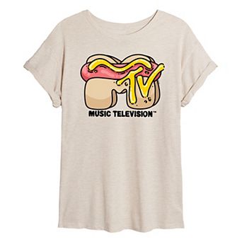 Juniors' MTV Hot Dog Oversized Tee