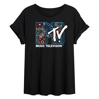 Juniors' MTV Fireworks Oversized Tee