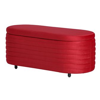 Westintrends 42" Mid-century Modern Upholstered Velvet Tufted Oval Storage Bench
