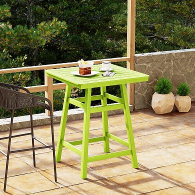 Square Outdoor Patio Counter High Bistro Bar Table With Umbrella Hole