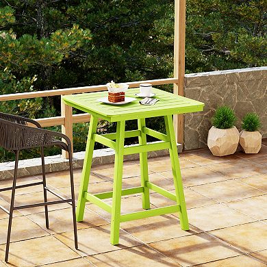 Westintrends 30" Square Outdoor/patio Counter Bistro Table With Umbrella Hole