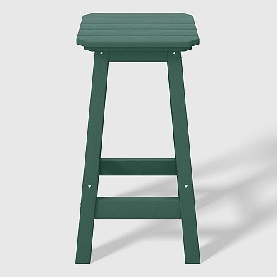 24" Hdpe Outdoor Patio Counter High Backless Square Bar Stool