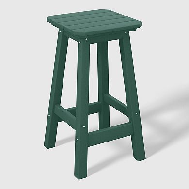 Westintrends 24" Hdpe Outdoor/patio Backless Square Counter Stool