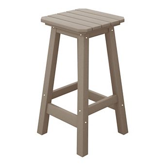 Westintrends 24" Hdpe Outdoor/patio Backless Square Counter Stool