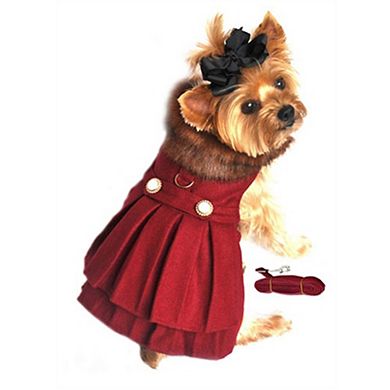 Doggie Design Wool Fur-trimmed Dog Harness Coat