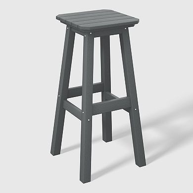 Westintrends 29" Hdpe Outdoor/patio Backless Square Bar Stool