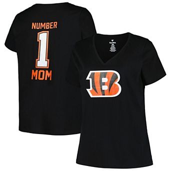 Women's Fanatics Branded Black Cincinnati Bengals Plus Size Mother's Day #1 Mom V-Neck T-Shirt