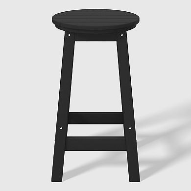 24" Hdpe Outdoor Patio Round Counter Height Bar Stool