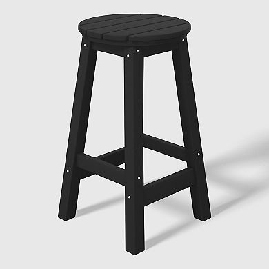 24" Hdpe Outdoor Patio Round Counter Height Bar Stool