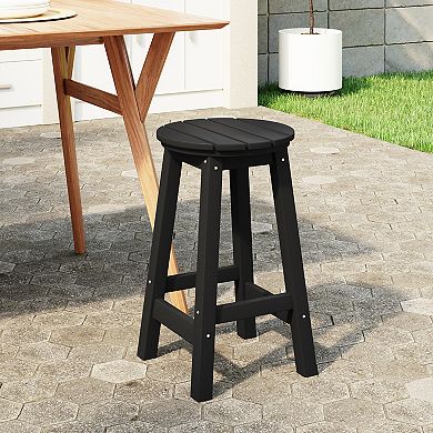 24" Hdpe Outdoor Patio Round Counter Height Bar Stool