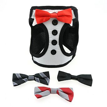 Doggie Design American River Ultra Choke Free Dog Harness Tuxedo With 4 Interchangeable Bows