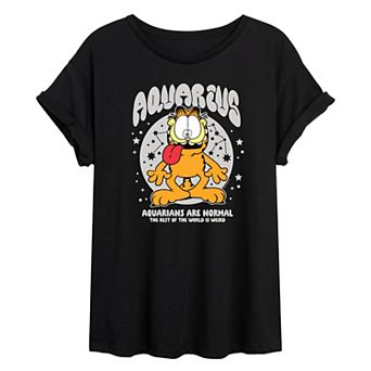 Juniors' Garfield Aquarius Oversized Tee