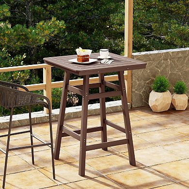 Westintrends 30" Square Outdoor/patio Bar Bistro Table With Umbrella Hole