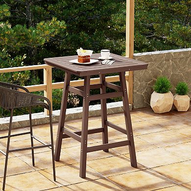 Square Outdoor Patio Bistro Bar Table With Umbrella Hole