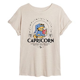 Juniors' Garfield Capricorn Oversized Tee