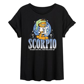 Juniors' Garfield Scorpio Oversized Tee