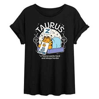 Juniors' Garfield Taurus Oversized Tee