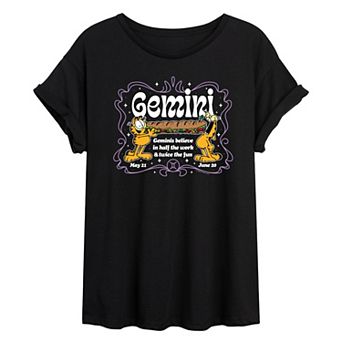 Juniors' Garfield Gemini Oversized Tee