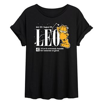Juniors' Garfield Leo Oversized Tee