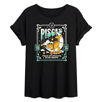 Juniors' Garfield Pisces Oversized Tee