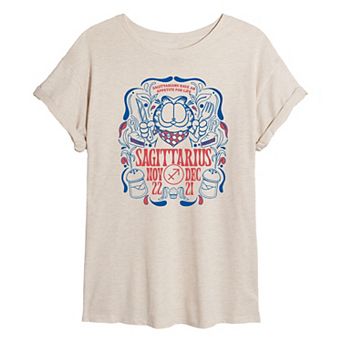 Juniors' Garfield Sagittarius Oversized Tee