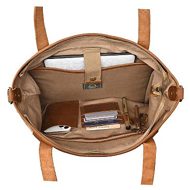 Tsd Brand Valley Oak Convertible Suede Tote