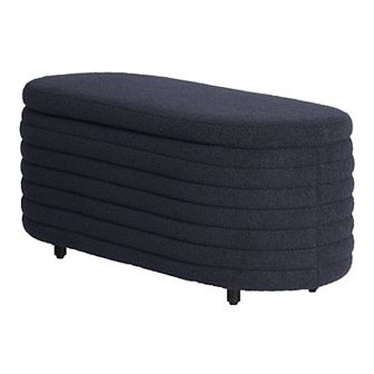 Westintrends 42" Mid-century Modern Upholstered Sherpa Tufted Oval Storage Bench